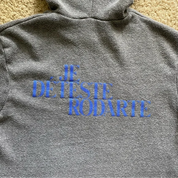 Rodarte love hate gray sweatshirt hoodie lounge Sz Medium - Picture 4 of 4